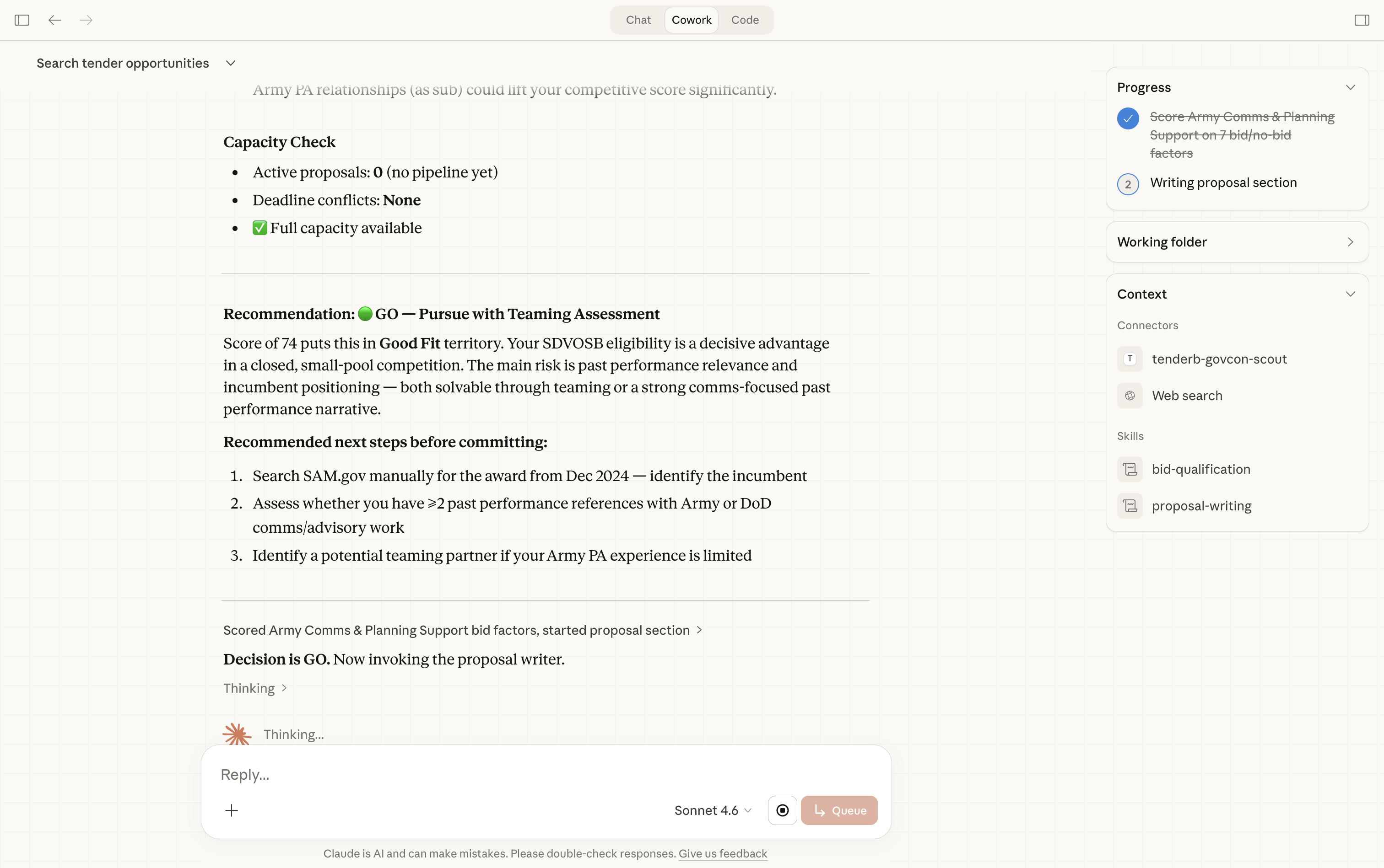 GO recommendation with next steps